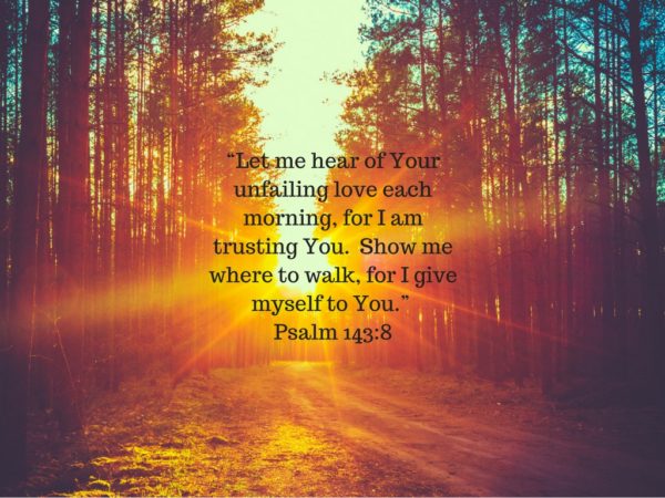 “Let me hear of Your unfailing love each morning, for I am trusting You. Show me where to walk, for I give myself to You.” Psalm 143_8