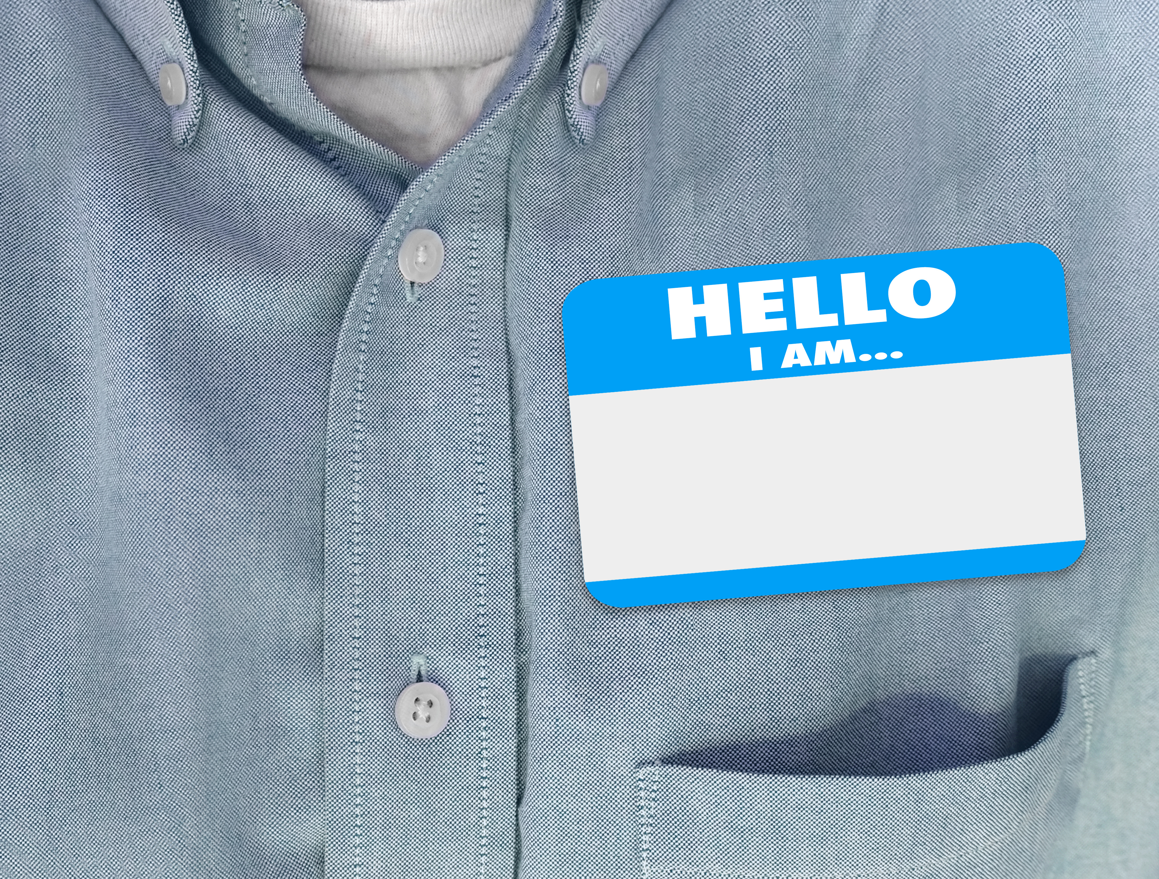 Hello I Am Blank Name Tag Sticker Blue Shirt – St. Luke's